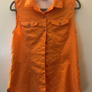Eddie Bauer Orange Notched Collar Button Down Shirt